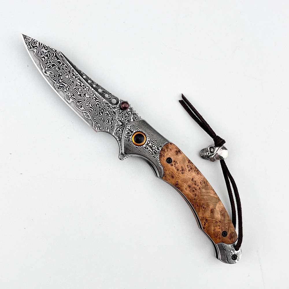 Vintage Collectible Knife - Hochhärte Damastmuster Klappmesser Vintage Dekoratives Sammlerstück