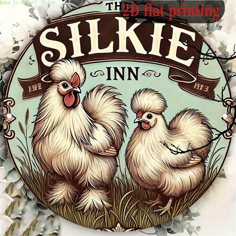Vintage Collectible Plates - Vintage The Silkie Inn rundes Blechschild,
